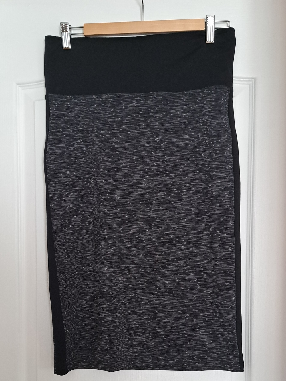 Two-Tone Black and Heather Gray Pencil Skirt